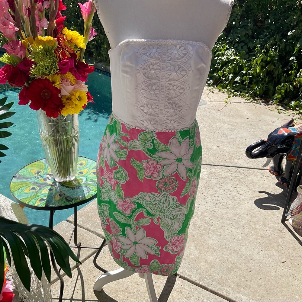 Lilly Pulitzer Floral embroidered 3D swirl bodice Hawaiian 🌺 Dress Sz 4